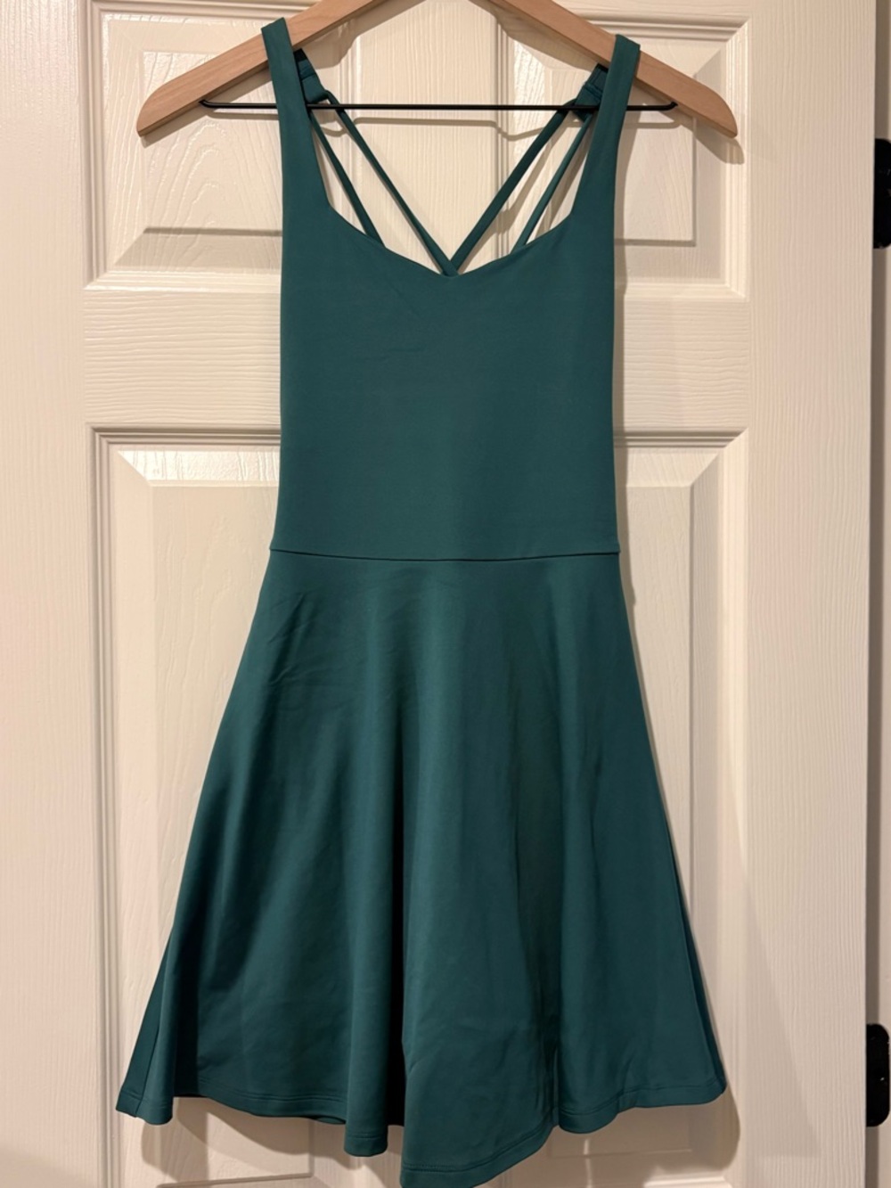 girlfriend collective Teal Strappy Fit-and-Flare Mini Skort